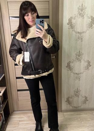 Дубленка zara с поясом9 фото