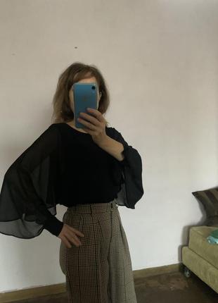 Блуза zara с прозрачной пелериной