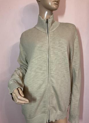 Мужской хлопковый бежевый кардиган от бренда hugo boss/l/