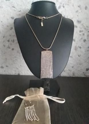 U набор колье цепочка и серьги в золотом тоне с кристаллами