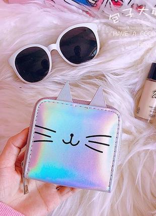 Кошелек голографический котик с ушками