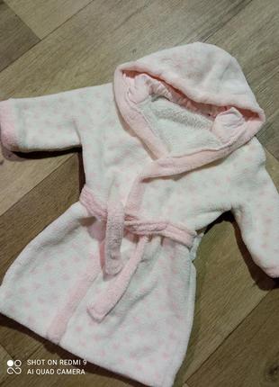 Теплый флисовый халат с капюшоном