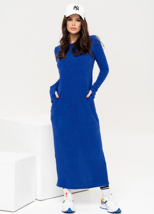 Ангоровое длинное платье в пол с карманами разрезом деми 2 цвета2 фото