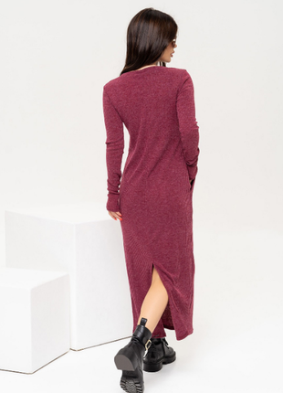 Ангоровое меланжевое платье макси в пол с карманами разрезом3 фото