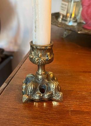 Вінтаж вінтажний свічник латунь на дві свічки старовинний антикваріат винтаж винтажный подсвечник на две свечи старинный антиквариат