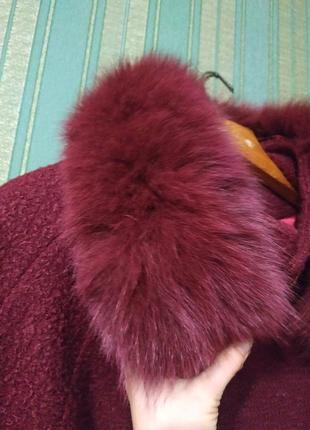 Зимове пальто шерсть букле утеплювач слімтекс песець x-woyz1 фото