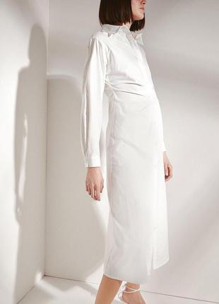 🛍брендовое базовое хлопковое платье макси длины с оборками на талии1 фото