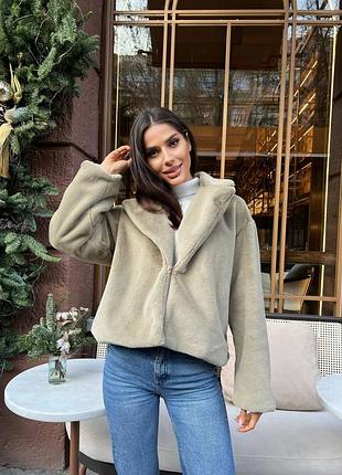 Шубка автоледи из экомеха кролик на подкладке застегивается на крючках