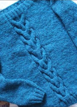 Вязаный женский свитер с косой оверсайз oversize крупная вязка объёмный ручная