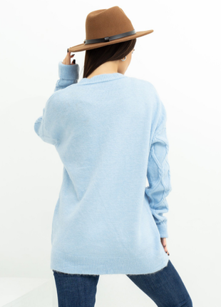 Подовжений теплий светр декорований аранами теплий 5 кольорів4 фото