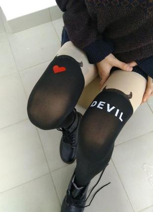 Колготи з імітацією панчіх devil з сердечком