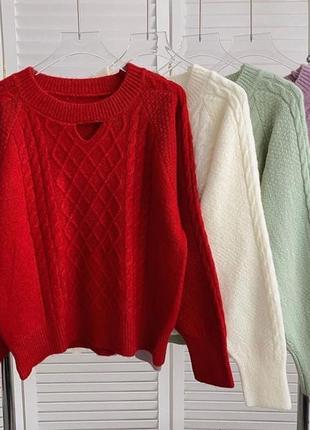 Стильний в'язаний светр з вирізом, вовна3 фото