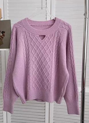Стильний в'язаний светр з вирізом, вовна5 фото