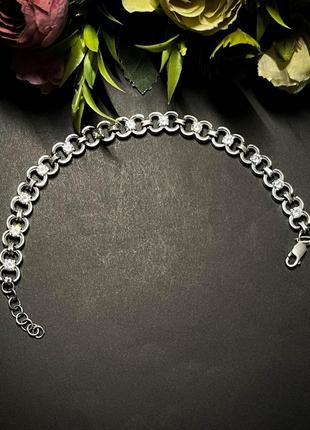 Женский серебряный браслет с цирконами белыми размер 19 см1 фото