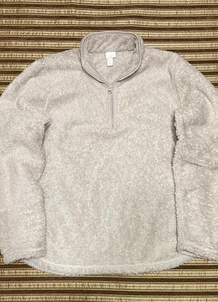 Кофта h&m fleece teddy zip hoodie тедді фліс флісова/фліска балахон/худі/світшот