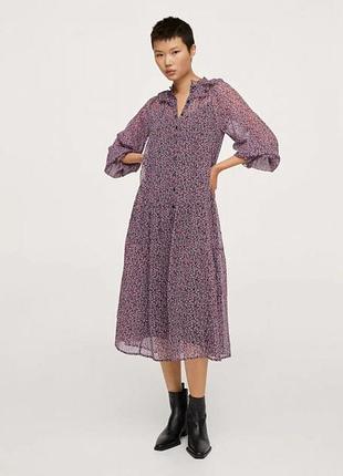 Платье шифоновое с цветочным принтом  mango - s