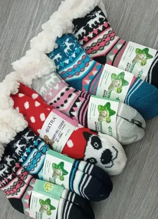 Шкарпетки дитячі з малюнком хутро заворот ,овчина, 27-31 р,31-35 р