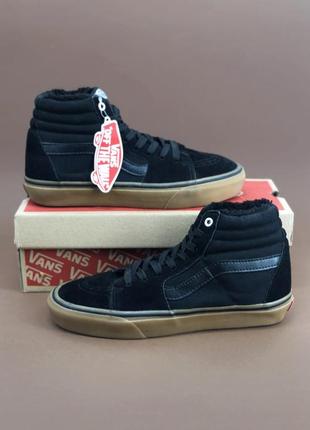 🎄кеди на хутрі vans black gum winter high, теплі хайтопи