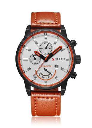 Мужские часы curren из искусственной кожи с датой коричневый