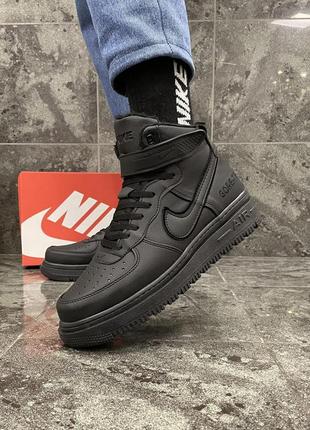 Кожаные, зимние кроссовки ботинки черные nike air force 1 gore-tex black lunar . шкіряні, зимові кросівки черевики