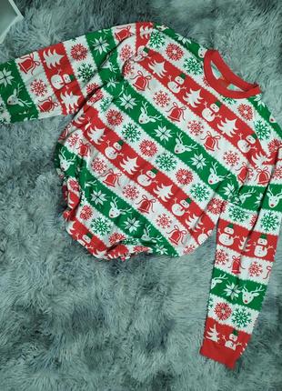 Бавовняна кофта реглан в новорічний принт розмір l2 фото