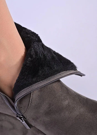 Ботильйони жіночі зимові сірі на танкетці з298