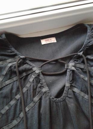 Брендовая черная хлопковая батистовая блузка с длинным рукавом only батал6 фото