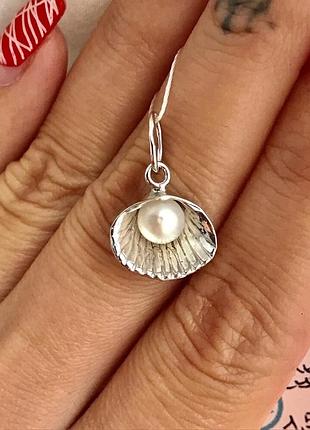 Підвіска срібло 925 кулон срібний перлина в мушлі 36012