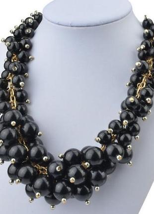 Кольє чорний перли