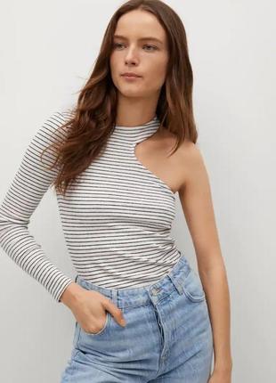 Mango лонгслів з асиметричним вирізом / топ , розмір - м