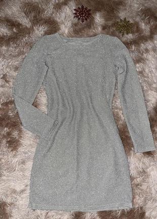 Праздничное платье платье мини люрекс серебро3 фото