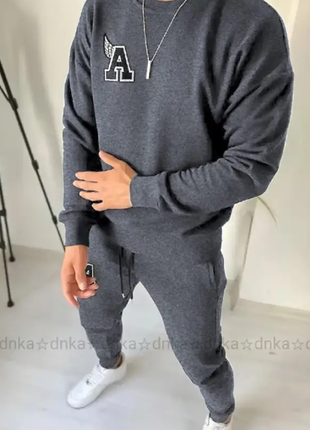 Теплый мужской спортивный костюм на флисе 46-48 50-52 54-56 2 цвета v4657-ат41675-pве