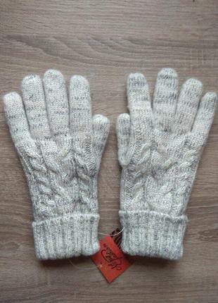 Теплые женские вязаные перчатки на флисе, р.7,5-8