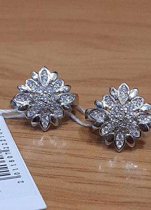 Серьги срибные снежинки
