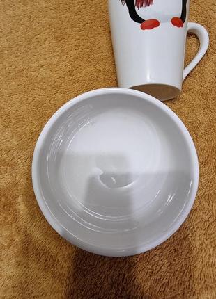 Чашка+пиалка снеговик, набор 2 предмета5 фото