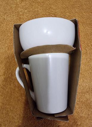 Чашка+пиалка снеговик, набор 2 предмета3 фото