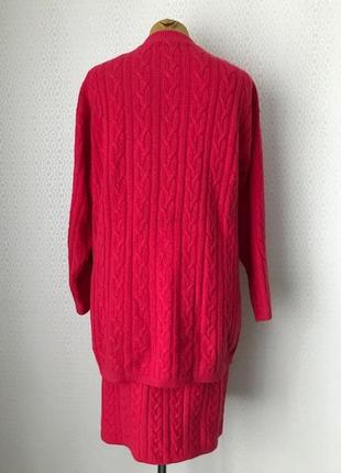 Теплый (шерсть, ангора) вязаный косами костюм (свитер юбка) красивого цвета, размер l4 фото