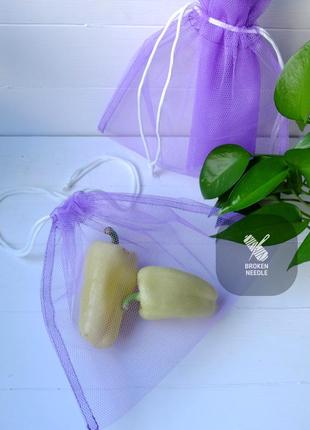 Эко мішечки для фруктів/овочів фіолетовий, еко торбинка/эко мешочки, шоппер, эко торба2 фото