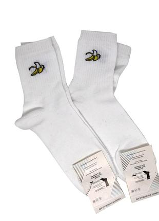 Білі модні носки жіночі з принтом банан