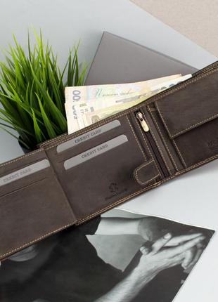 Чоловіче шкіряне портмоне handycover n992-chm коричневе без застібки8 фото