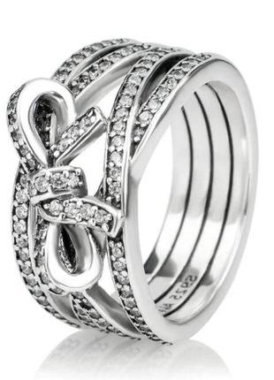 Серебрянное кольцо бесконечное сияние pandora1 фото
