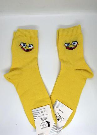 Женские желтые носки с принтом спанч боб2 фото