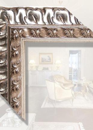 Зеркало в деревянном багете для ванной, спальни, прихожей 88мм