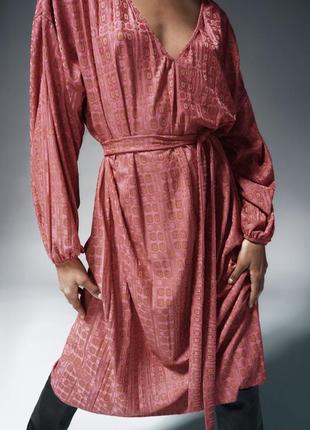 Жакардовое миди платье zara, размер s/m3 фото
