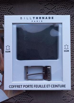 Кошелек мужской ремень набор комплект натуральная кожа бренд billtornade франция.