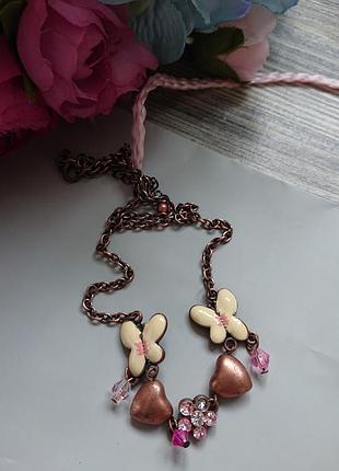 Красивое детское колье ожерелье с бабочками 🦋