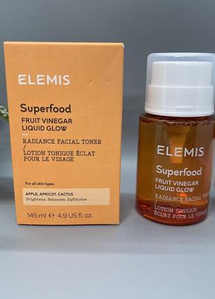 Тонер для сияния кожи elemis superfood fruit vinegar liquid glow 145мл1 фото