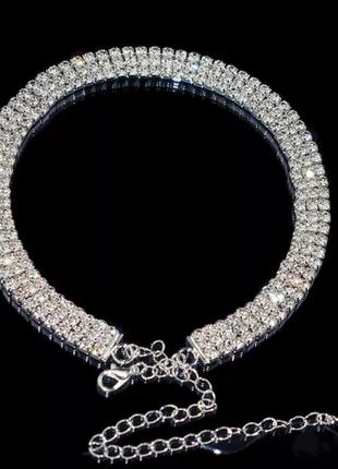 Вечернее ожерелье -чокер с кристаллами2 фото