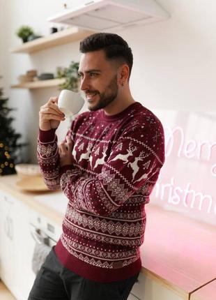 Теплый новогодний свитер с оленями ❄️ мужские и женские свитера