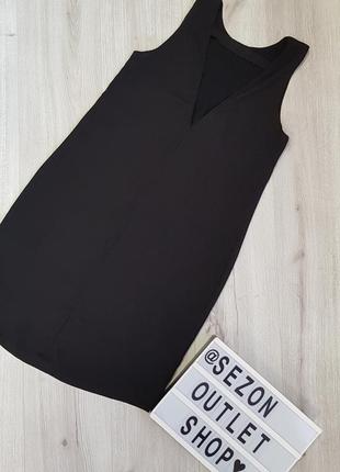 Черное шифоновое платье до колена без рукавов3 фото